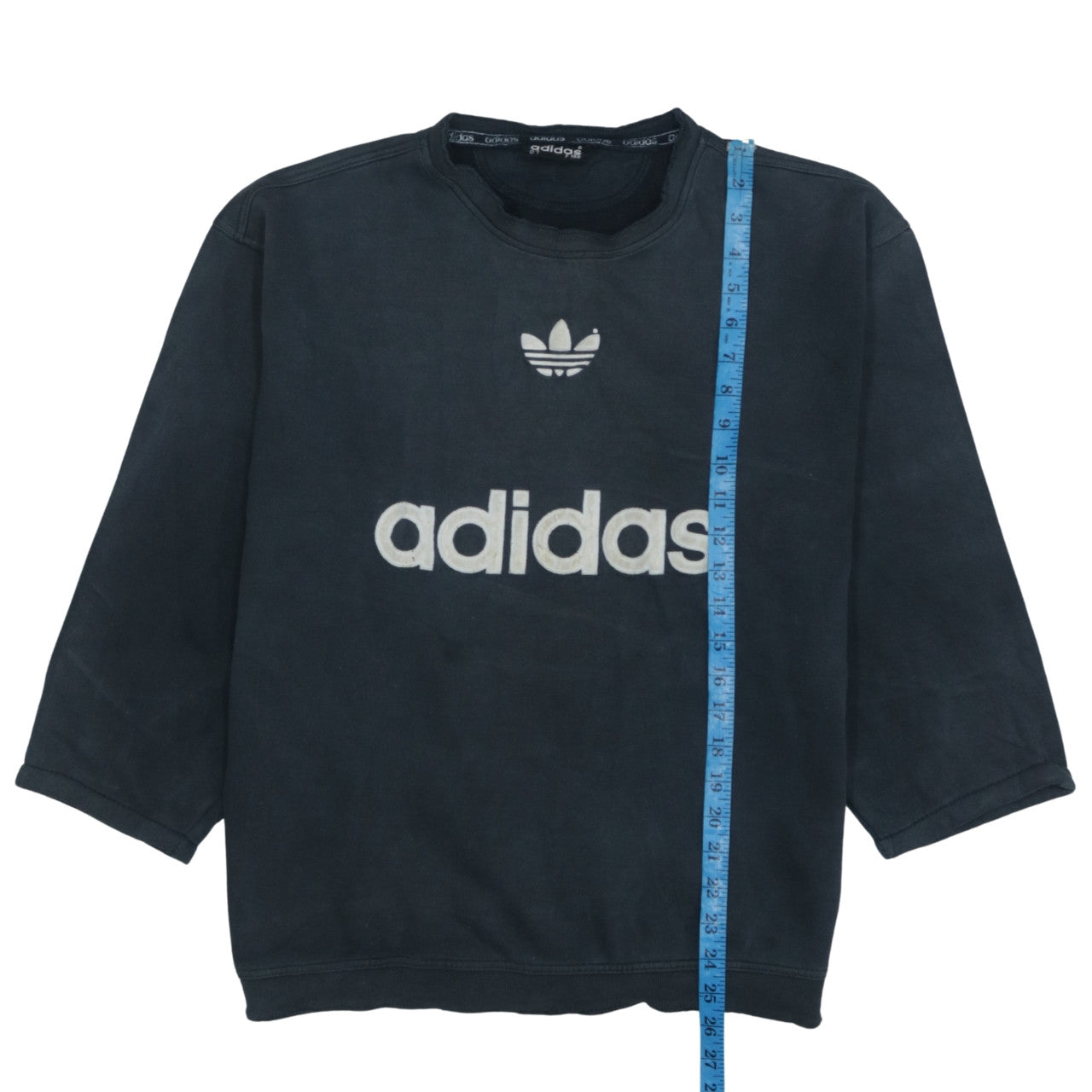 Adidas Men's Black 3/4 Sleeve Crew Neck Vintage Logo Sweatshirt L
