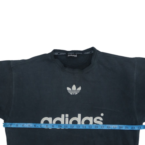 Adidas Men's Black 3/4 Sleeve Crew Neck Vintage Logo Sweatshirt L