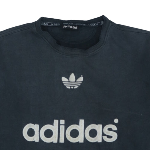 Adidas Men's Black 3/4 Sleeve Crew Neck Vintage Logo Sweatshirt L