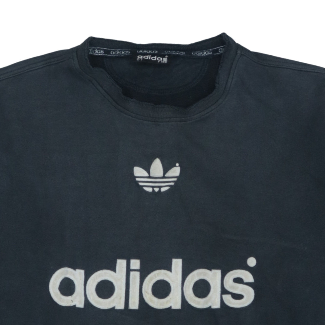 Adidas Men's Black 3/4 Sleeve Crew Neck Vintage Logo Sweatshirt L