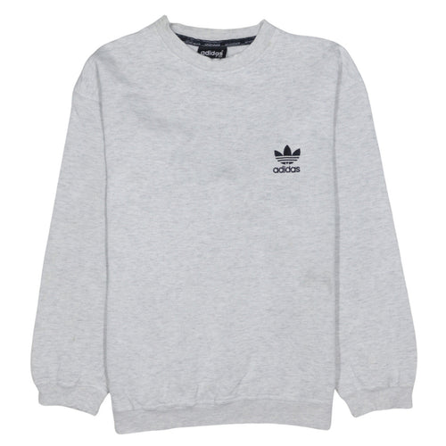 Adidas Mens Grey Crew Neck Pullover Sweatshirt L Regular Fit
