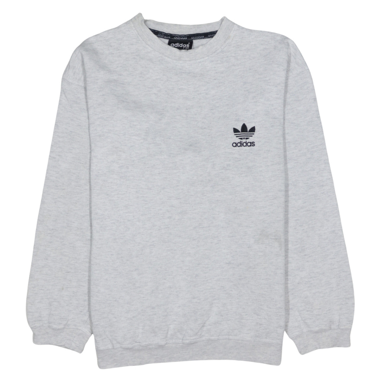 Adidas Mens Grey Crew Neck Pullover Sweatshirt L Regular Fit