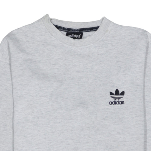 Adidas Mens Grey Crew Neck Pullover Sweatshirt L Regular Fit