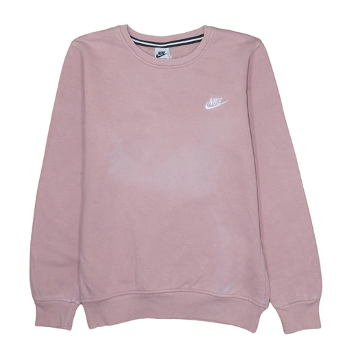 Nike Women Pink Cotton Crew Neck Pullover Sweatshirt Size S