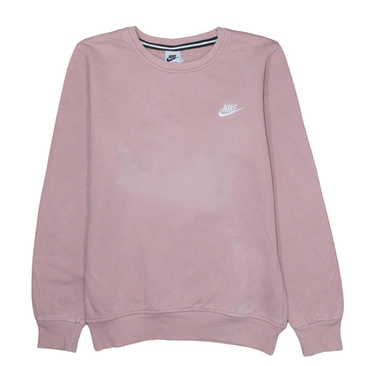 Nike Women Pink Cotton Crew Neck Pullover Sweatshirt Size S