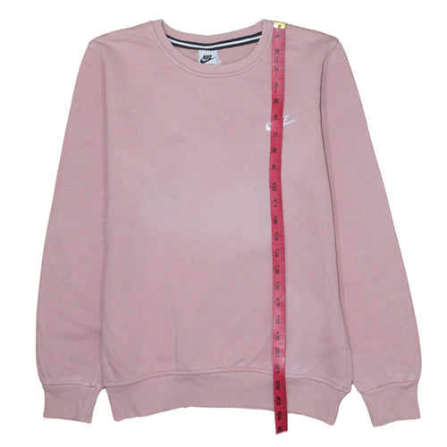 Nike Women Pink Cotton Crew Neck Pullover Sweatshirt Size S