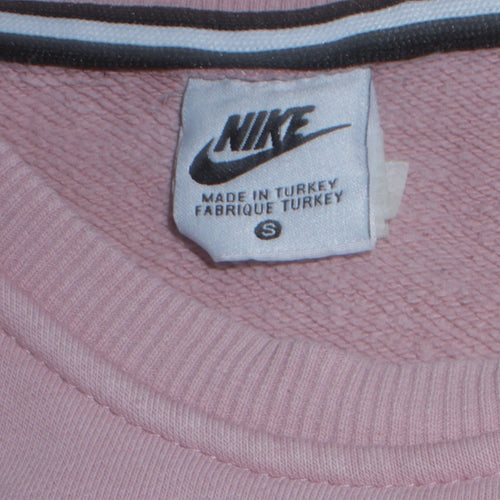 Nike Women Pink Cotton Crew Neck Pullover Sweatshirt Size S