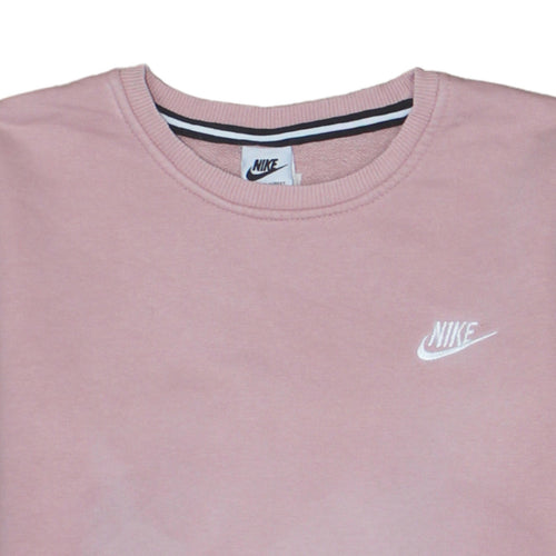 Nike Women Pink Cotton Crew Neck Pullover Sweatshirt Size S