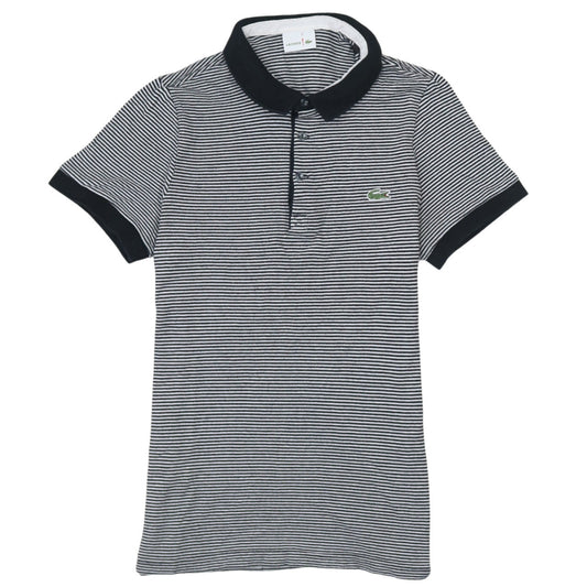 Lacoste Men’s Black Striped Cotton Polo Shirt Size S