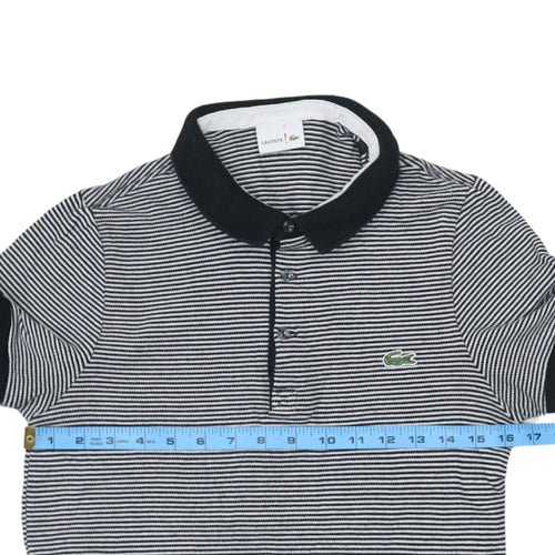 Lacoste Men’s Black Striped Cotton Polo Shirt Size S