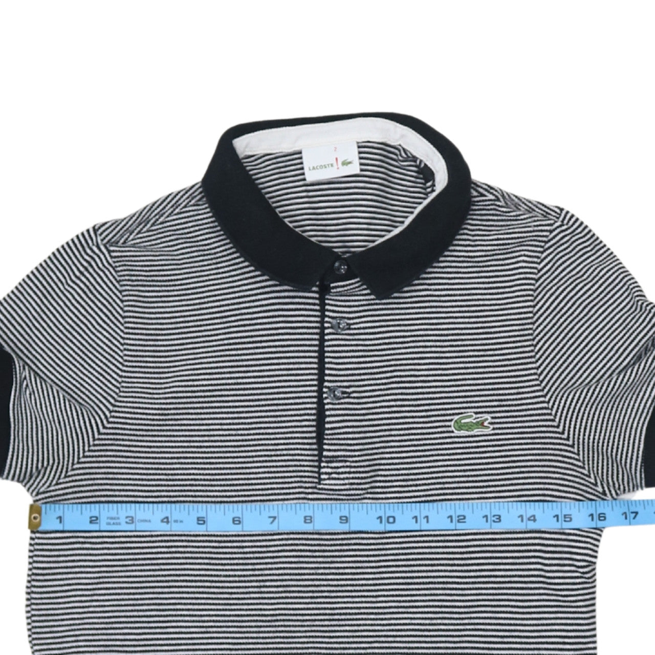 Lacoste Men’s Black Striped Cotton Polo Shirt Size S