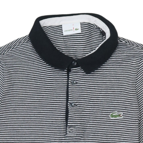 Lacoste Men’s Black Striped Cotton Polo Shirt Size S