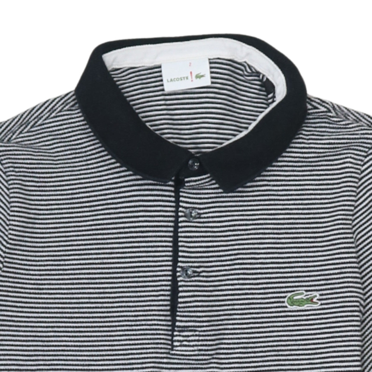 Lacoste Men’s Black Striped Cotton Polo Shirt Size S