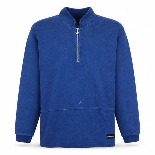 Front view of Champion Men's Blue 1/4 Zip Sports Sweatshirt, size M