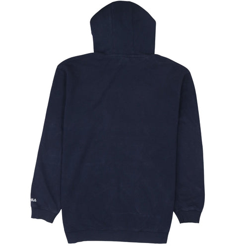 Fila Men Blue Pullover Hoodie L Sports Logo Graphic Sweatshirt