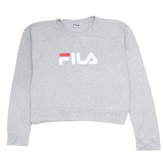 Fila Womens Grey Logo Pullover Sweatshirt Size L Casual Crew Neck