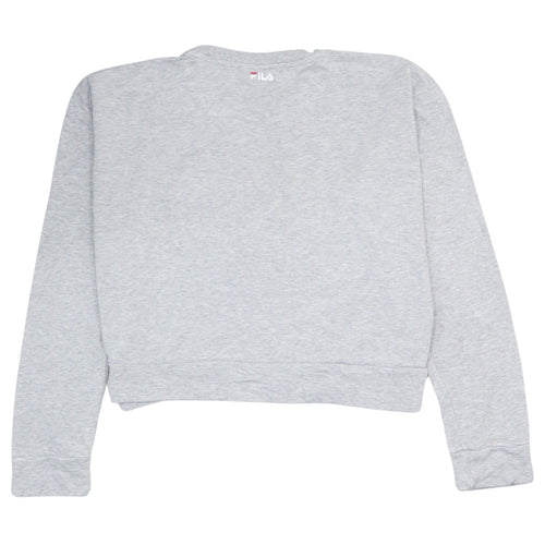 Fila Womens Grey Logo Pullover Sweatshirt Size L Casual Crew Neck