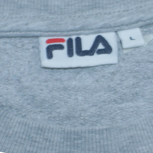 Fila Womens Grey Logo Pullover Sweatshirt Size L Casual Crew Neck