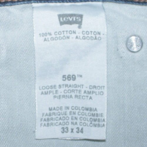 Levi's 569 Men's Blue Denim Distressed Relaxed Fit Shorts 33in