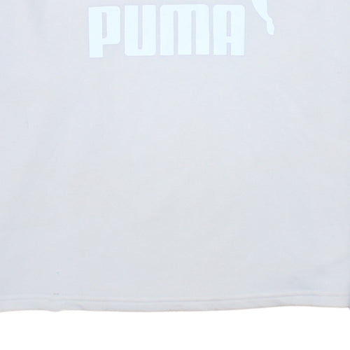 PUMA Womens Beige Hooded Pullover Sweatshirt L Logo Print Casual