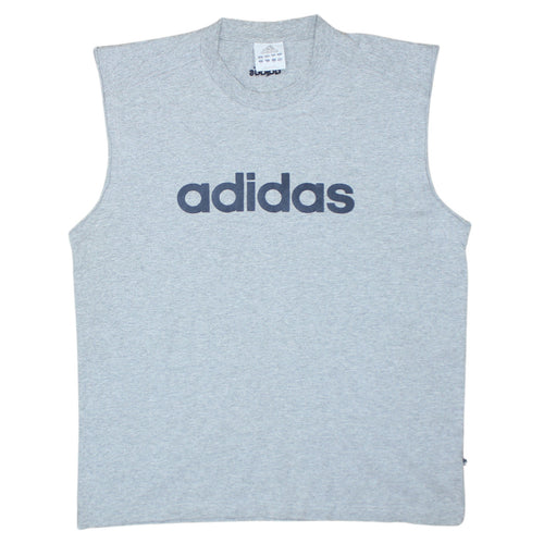 Adidas Men Grey Sleeveless Crew Neck Regular Fit Sports Top L