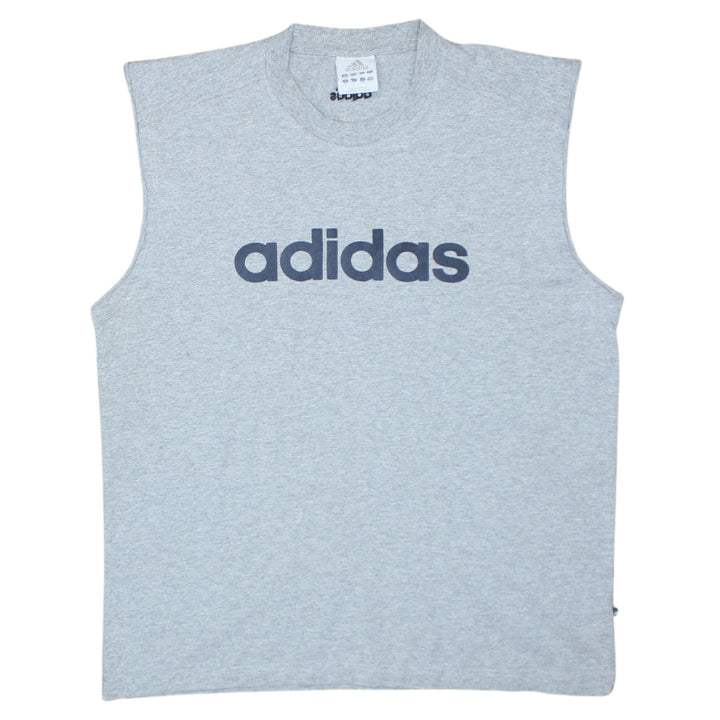 Adidas Men Grey Sleeveless Crew Neck Regular Fit Sports Top L