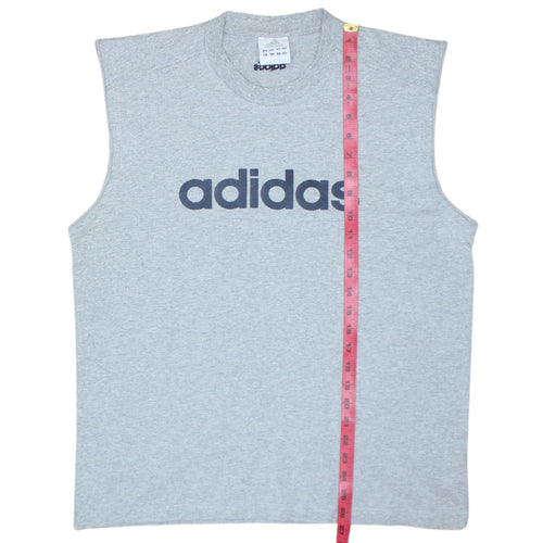 Adidas Men Grey Sleeveless Crew Neck Regular Fit Sports Top L