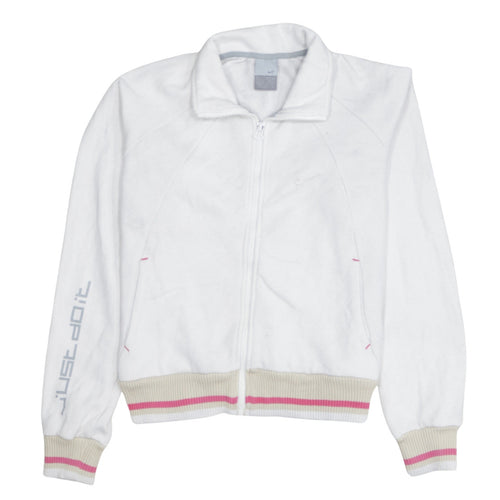Nike Women White Full Zip Sweatshirt Size S Just Do It Logo