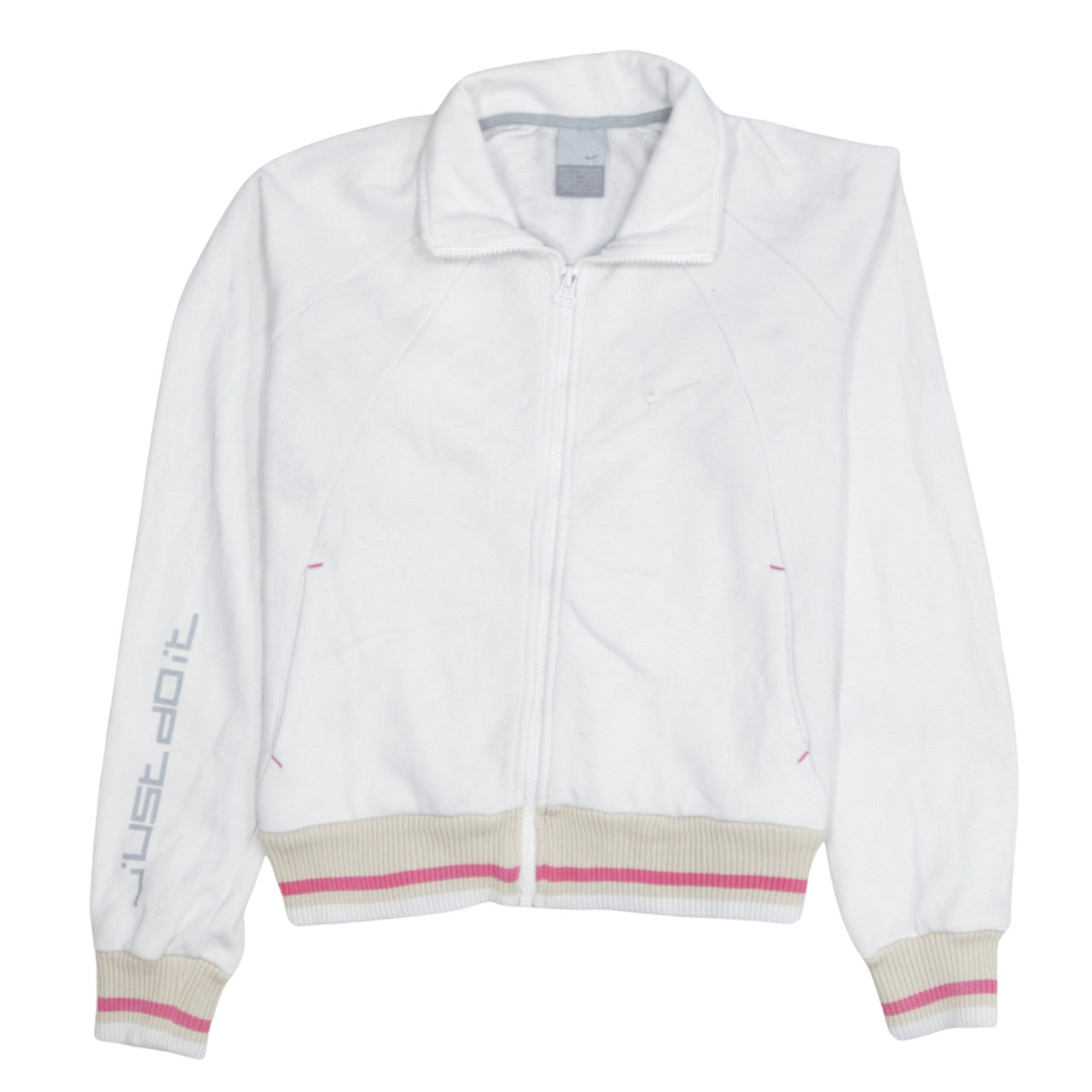 Nike Women White Full Zip Sweatshirt Size S Just Do It Logo