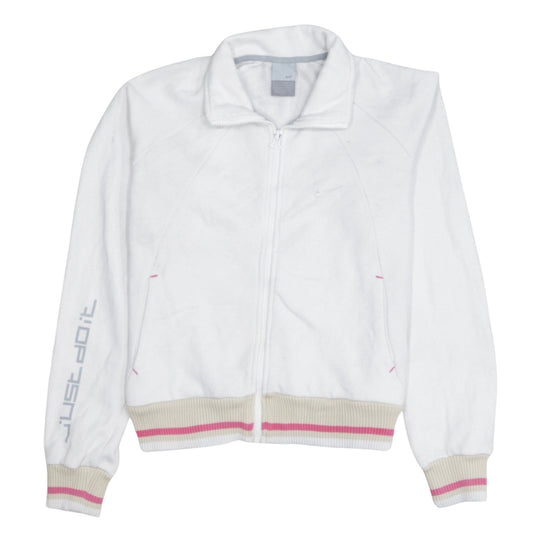 Nike Women White Full Zip Sweatshirt Size S Just Do It Logo