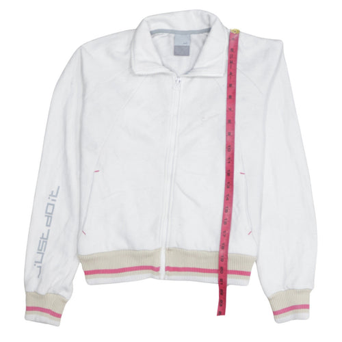Nike Women White Full Zip Sweatshirt Size S Just Do It Logo