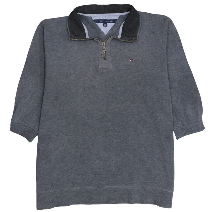 Tommy Hilfiger Men's Grey XL 1/4 Zip Cotton Collared Jumper
