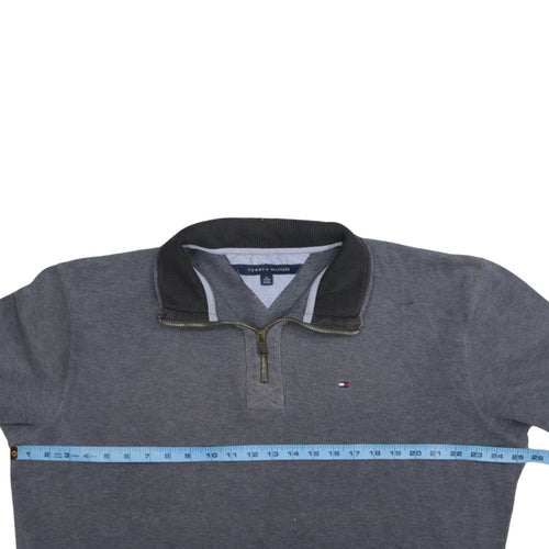 Tommy Hilfiger Men's Grey XL 1/4 Zip Cotton Collared Jumper
