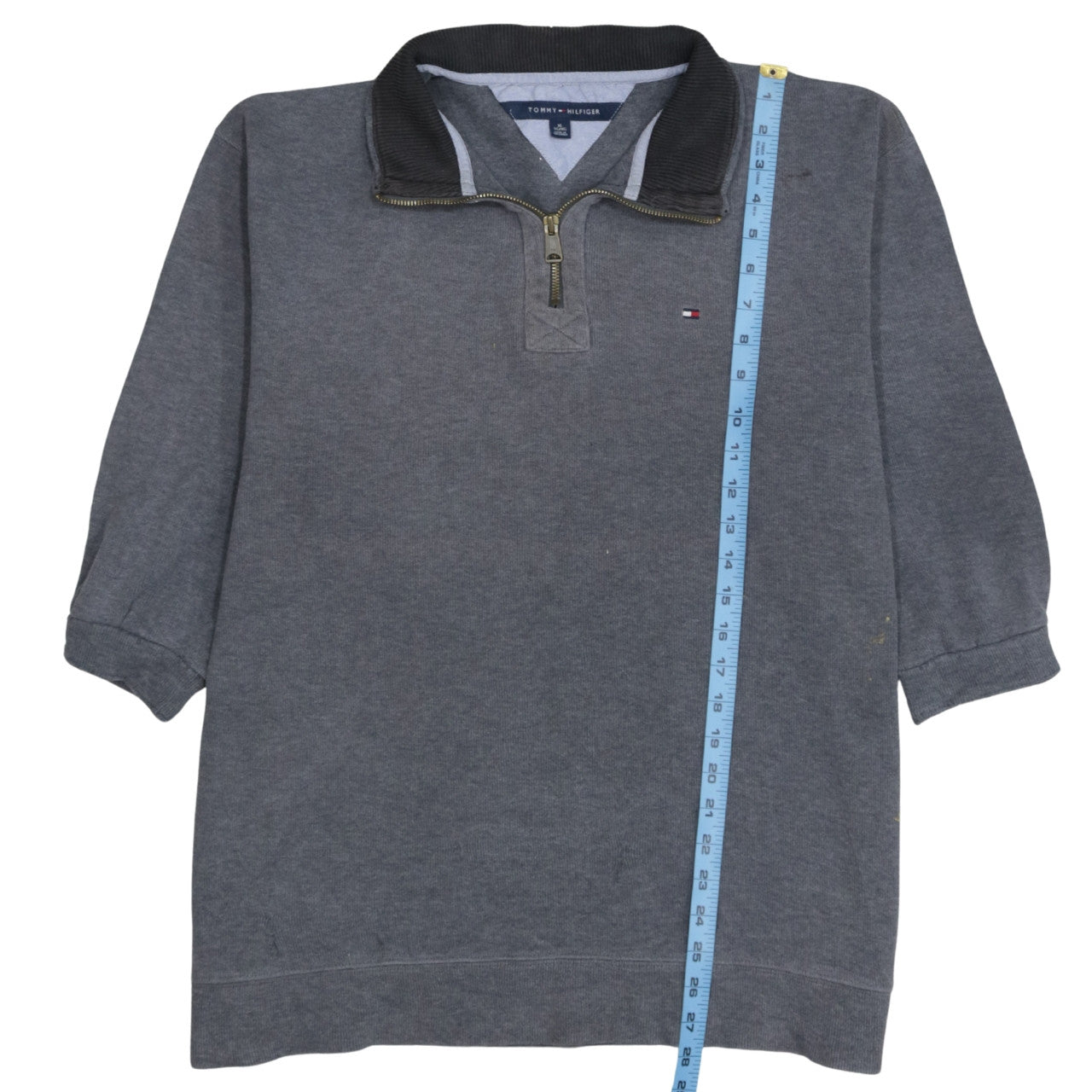 Tommy Hilfiger Men's Grey XL 1/4 Zip Cotton Collared Jumper