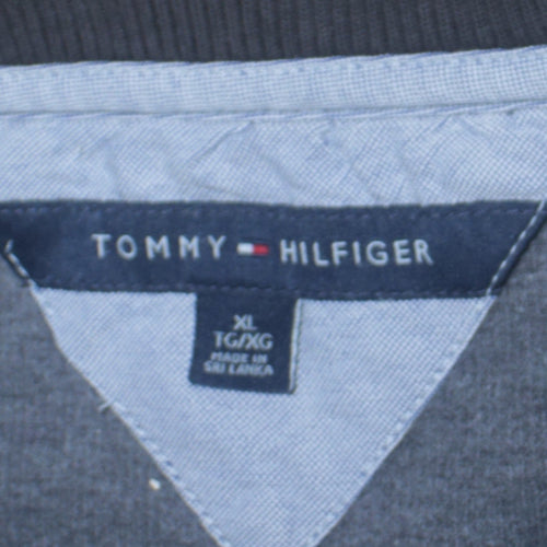 Tommy Hilfiger Men's Grey XL 1/4 Zip Cotton Collared Jumper