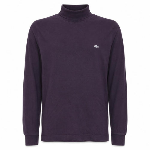 Lacoste Men's Purple Roll Neck Long Sleeve Cotton Top XS