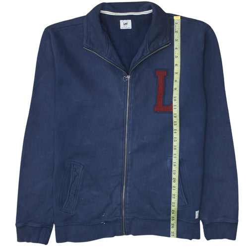 Lee Men Blue XL Full Zip Cotton College Sweatshirt
