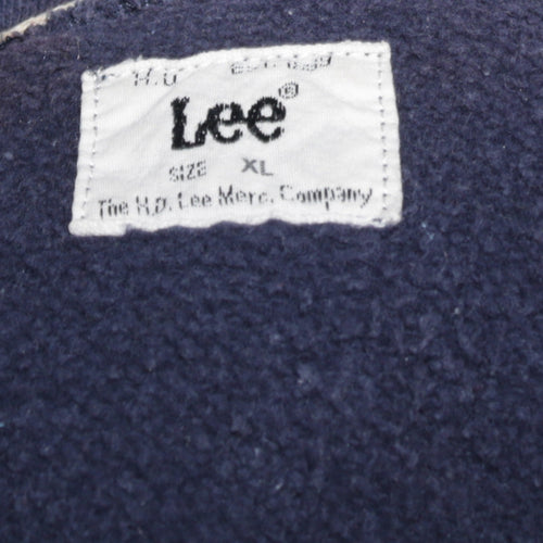 Lee Men Blue XL Full Zip Cotton College Sweatshirt