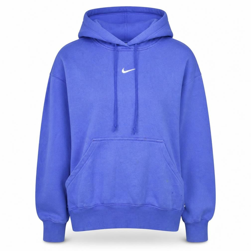 Front view of Nike Women's Blue Pullover Hoodie Small Embroidered Logo Casual