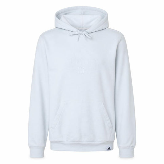 Front view of adidas Men's White Pullover Hoodie Small Sports Cotton Blend