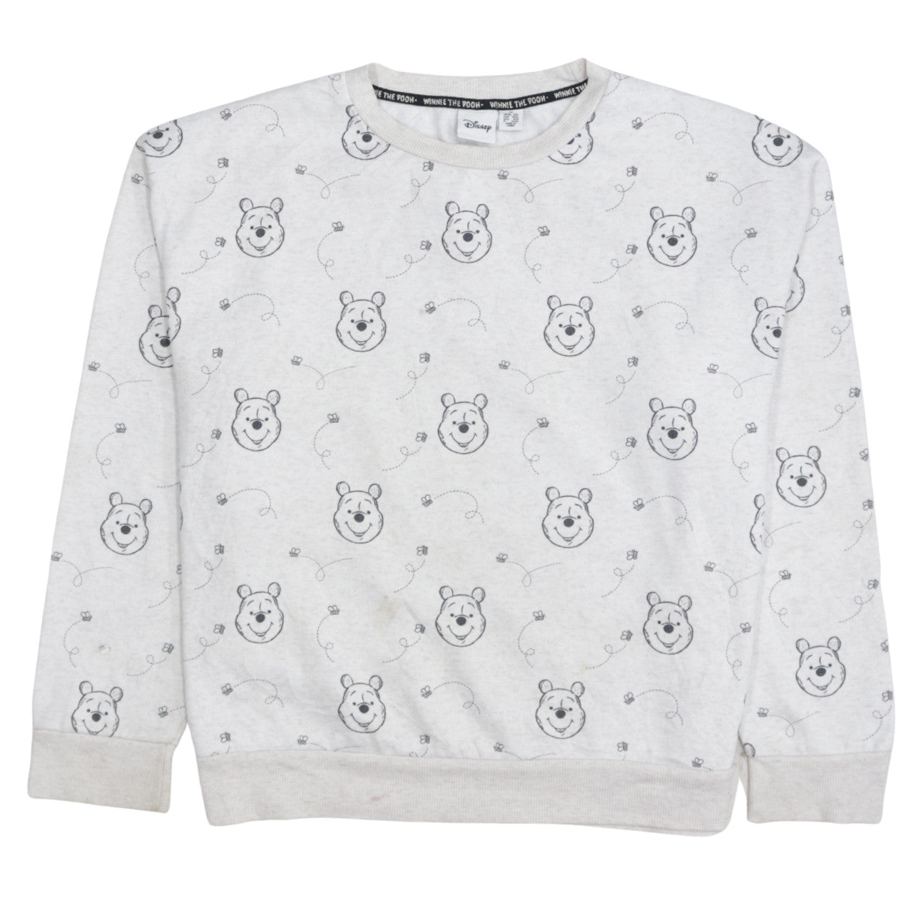 Disney Women Grey Winnie the Pooh Crew Neck Pullover Sweatshirt Size 12/14