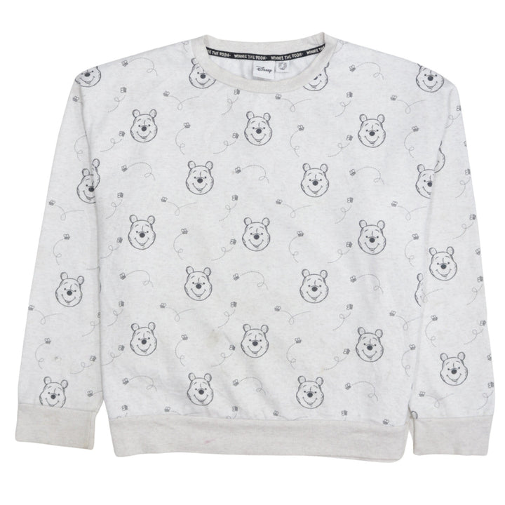 Disney Women Grey Winnie the Pooh Crew Neck Pullover Sweatshirt Size 12/14