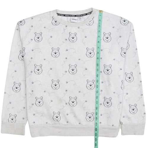 Disney Women Grey Winnie the Pooh Crew Neck Pullover Sweatshirt Size 12/14