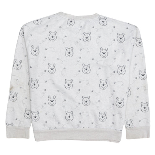 Disney Women Grey Winnie the Pooh Crew Neck Pullover Sweatshirt Size 12/14