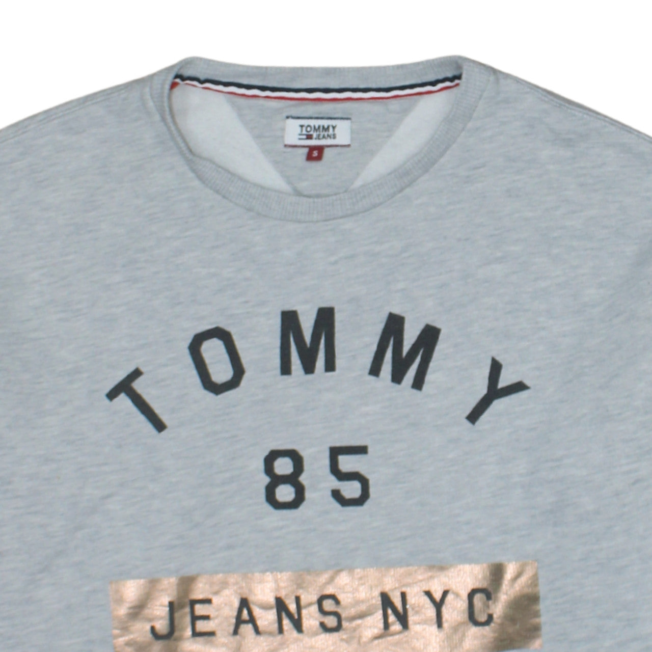Tommy Jeans Womens Grey Small Sweatshirt Crew Neck Graphic Logo Pullover