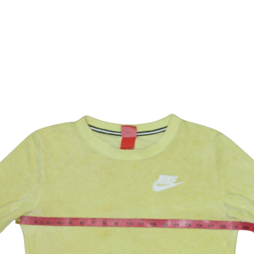 Nike Womens Yellow Crew Neck Pullover Sweatshirt Size M Cotton Blend