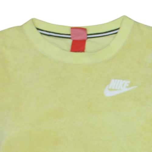 Nike Womens Yellow Crew Neck Pullover Sweatshirt Size M Cotton Blend