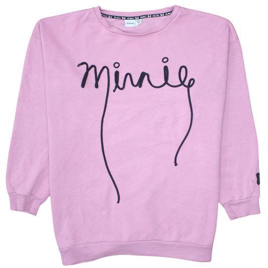 Disney Women Pink Minnie Sweatshirt XL Relaxed Fit Cotton Blend