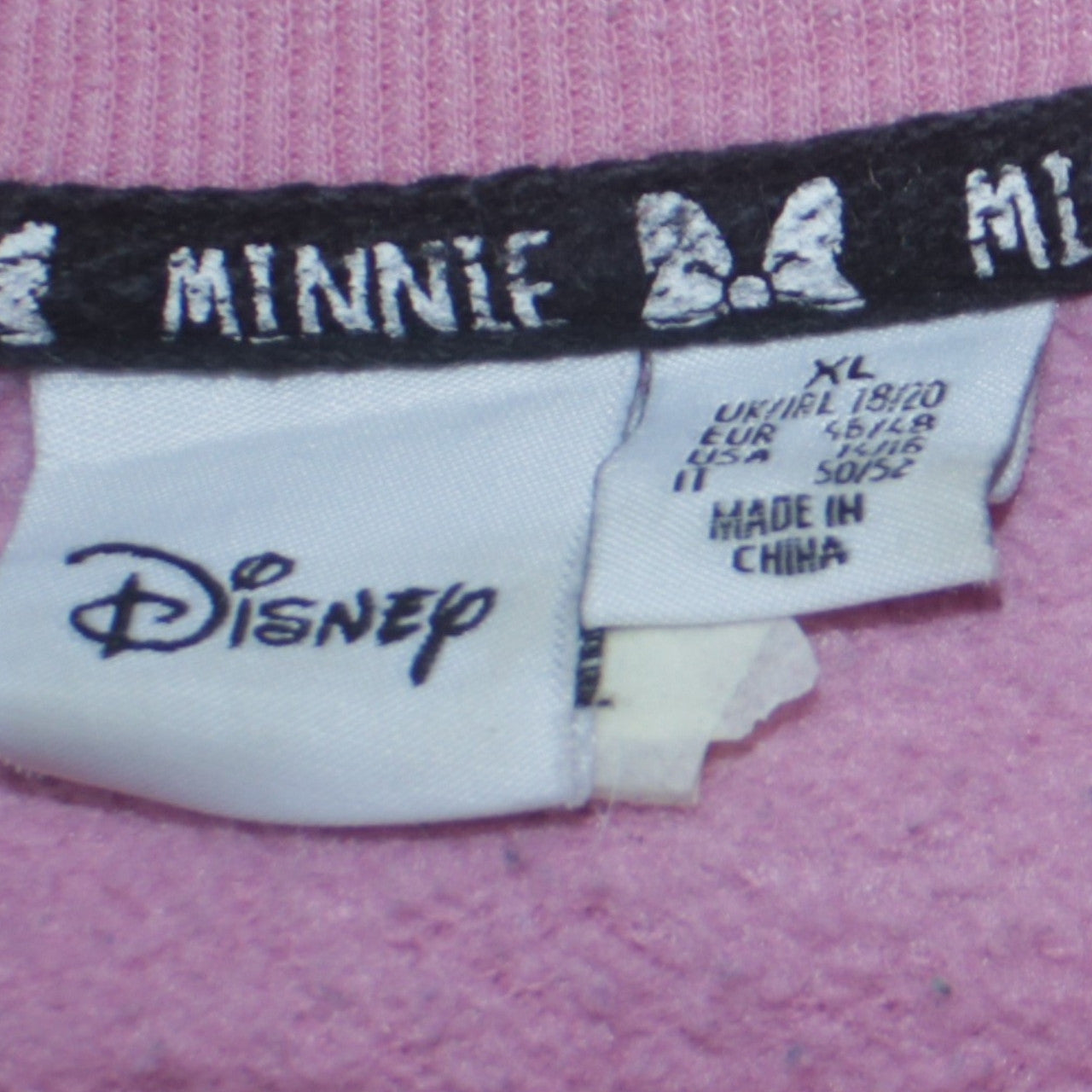 Disney Women Pink Minnie Sweatshirt XL Relaxed Fit Cotton Blend