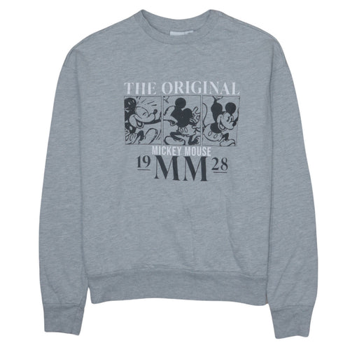Disney Women Grey Mickey Mouse Graphic Pullover Sweatshirt 2XS